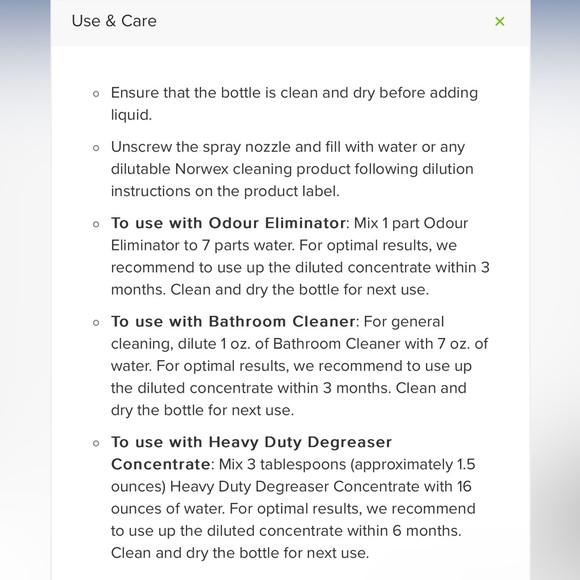 Norwex Forever Glass Bottle with Sprayer - Grey Sleeve - Picture 4 of 5